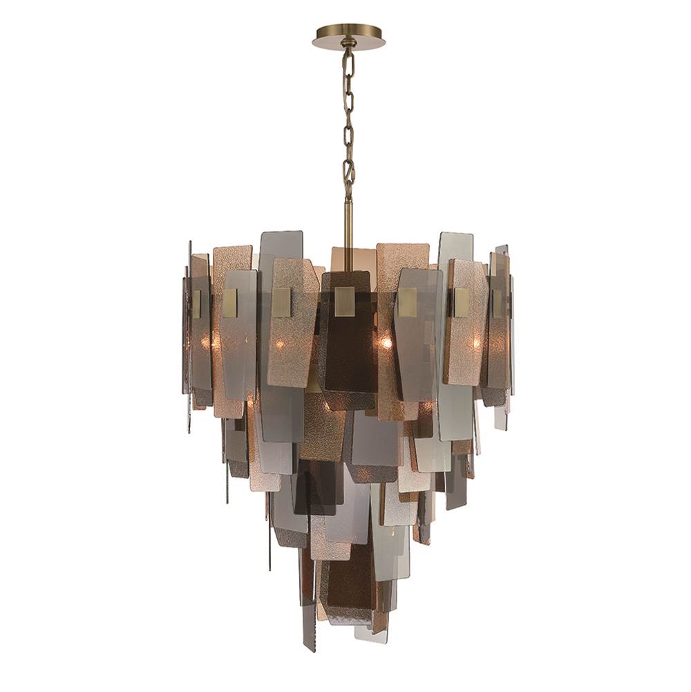 Eurofase Cocolina, Chandelier, 19-light, 42'', Brushed Brass, Mixed Glass