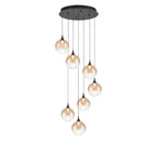 Eurofase 48929-035 Matte Black Iissa, Chandelier, 7-light, 21'', Matte Black, Amber Glass Image 3