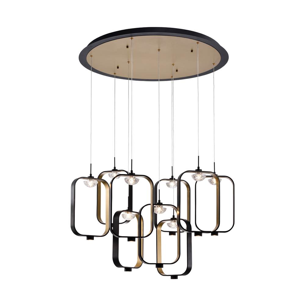 Eurofase 37079-017 Gold Black Mix Dagmar, Chandelier, 9-light, 33'', Gold-black Mix, Clear Glass Image 2