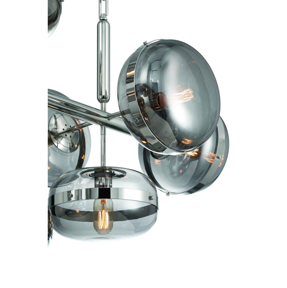 Eurofase 37089-029 Polished Nickel Nottingham, Chandelier, 10-light, 54'', Polished Nickel, Smoked Glass Image 5