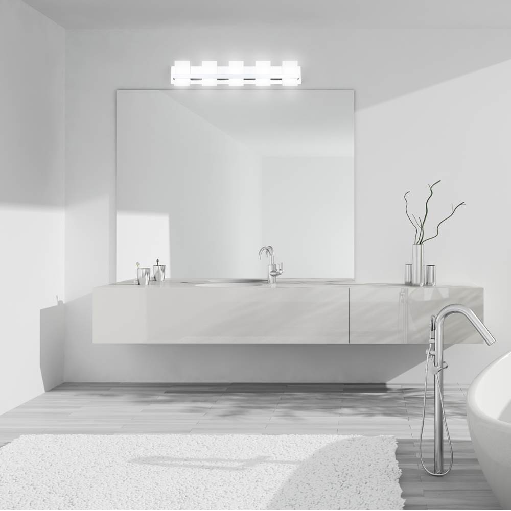 Eurofase 35657-019 Chrome Cambridge, Vanity, 5lt, 36'', Chrome, White Acrylic Image 1