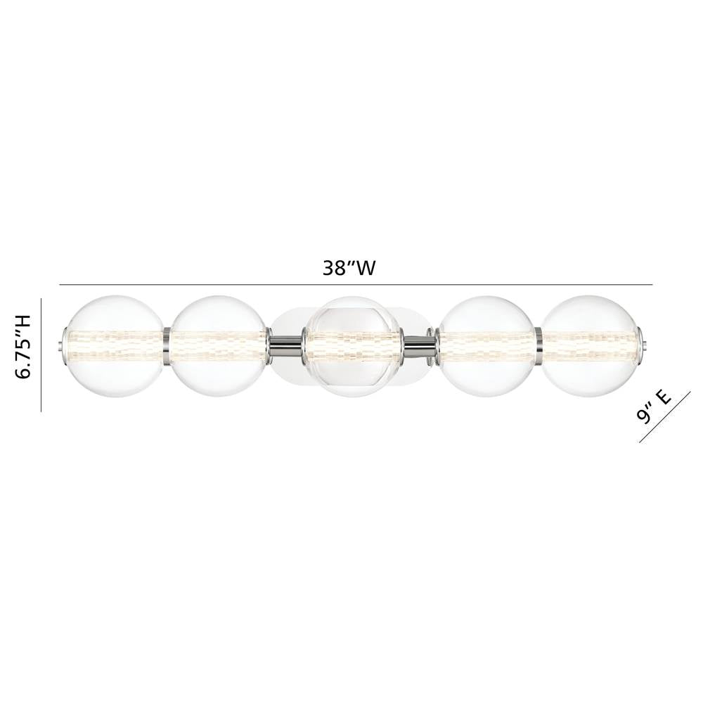 Eurofase 47258-020 Chrome Atomo, Vanity, 5lt, 38'', Chrome, Clear Glass Image 1