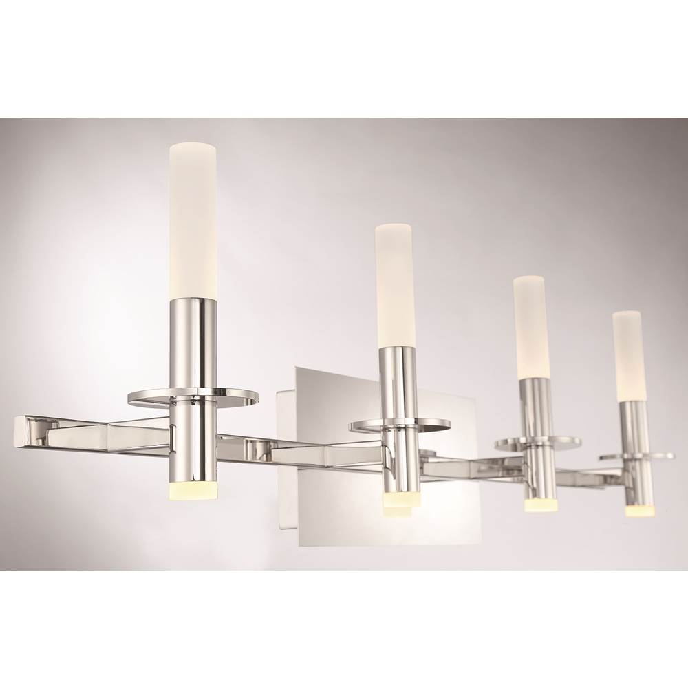 Eurofase 45235-023 Polished Nickel Torna, Vanity, 4lt, 36'', Polished Nickel, White Acrylic Image 3