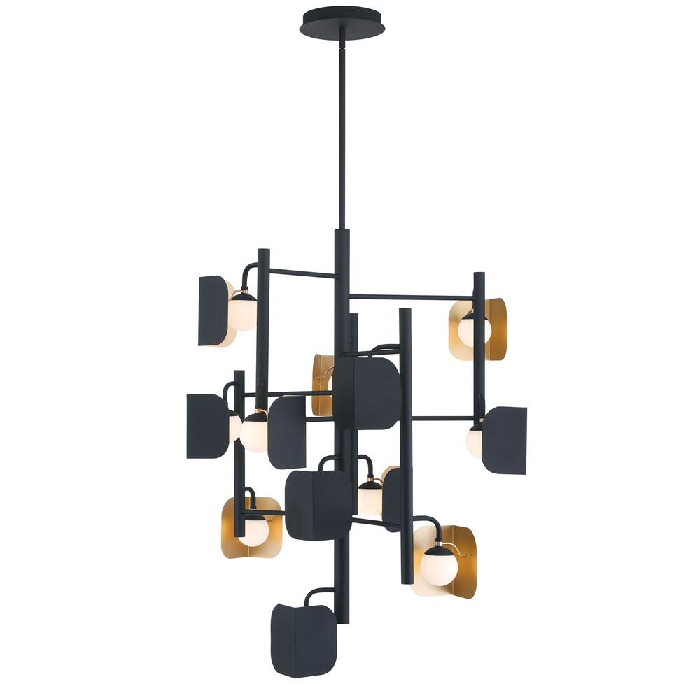 Eurofase 49228-014 Gold Black Mix Cornice, Chandelier, 12-light, 42'', Gold-black Mix, White Glass Image 8