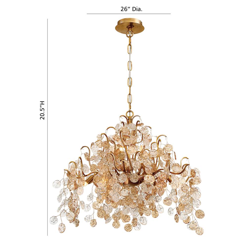Eurofase 29059-010 Gold Campobasso, Chandelier, 8-light, 26'', Gold, Mixed Glass Image 2