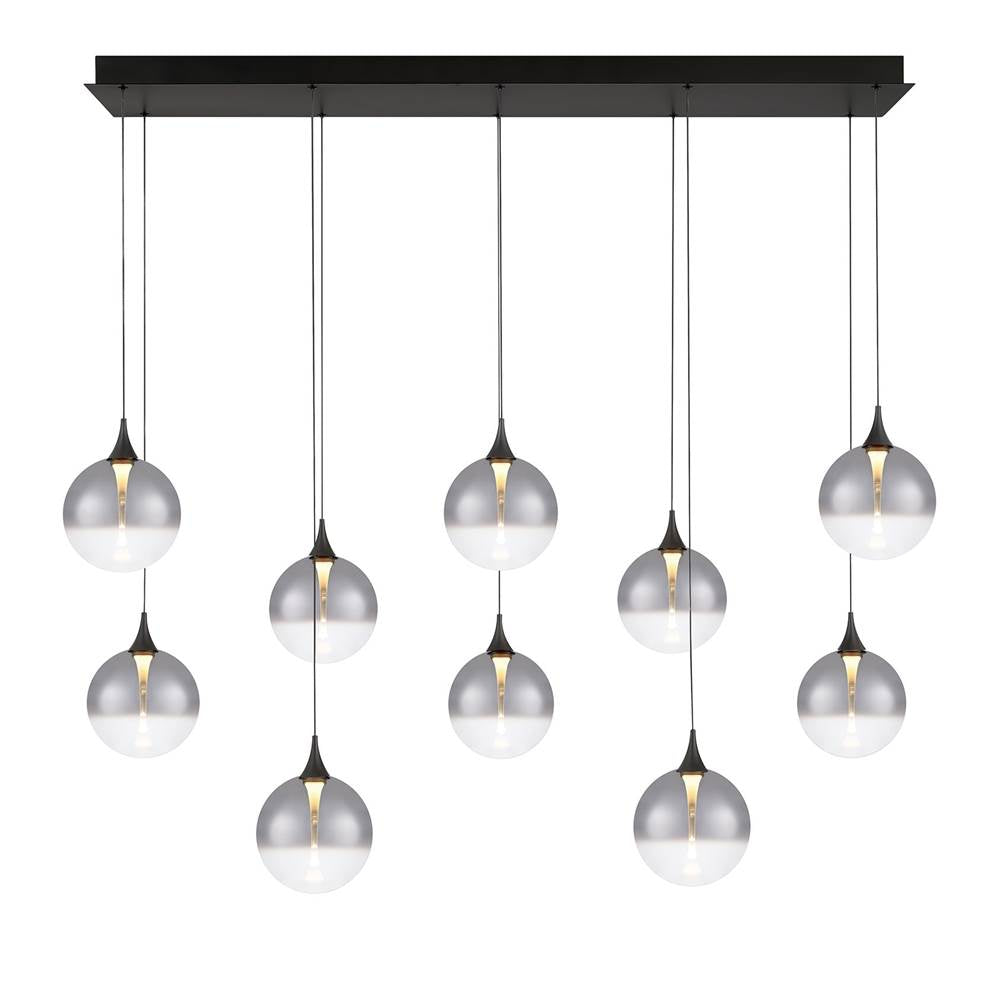 Eurofase Iissa, Chandelier, 10-light, 47'', Matte Black, Smoked Glass