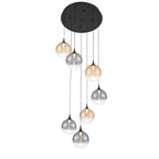 Eurofase Iissa, Chandelier, 7-light, 21'', Matte Black, Mixed Glass