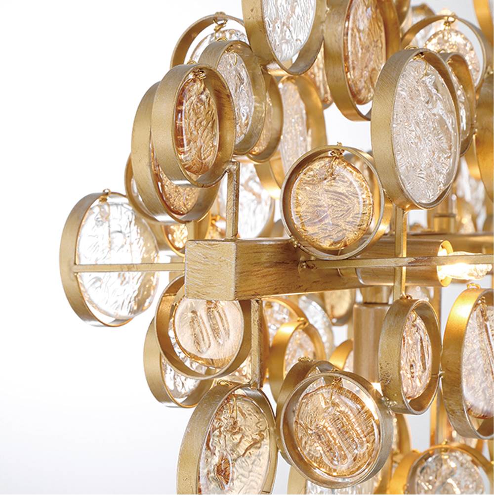 Eurofase 34031-022 Gold Trento, Chandelier, 12-light, 40'', Gold, Amber Glass Image 3