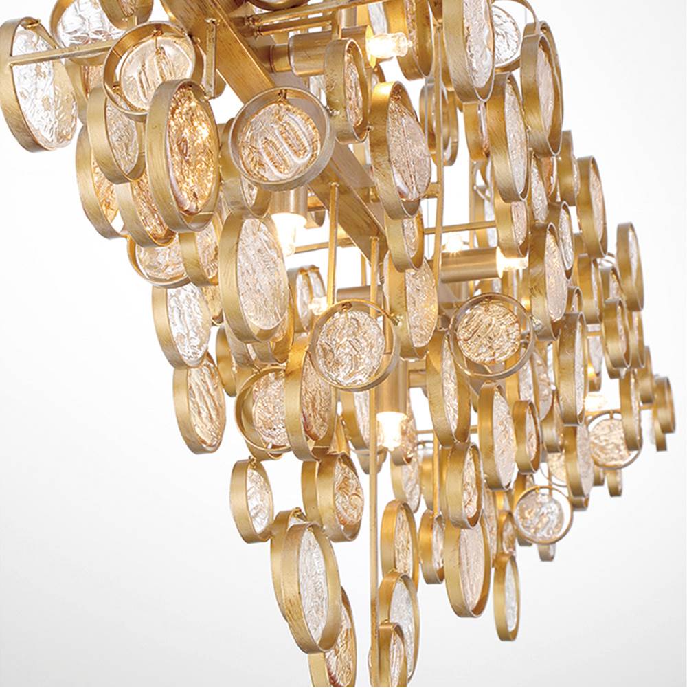Eurofase 34031-022 Gold Trento, Chandelier, 12-light, 40'', Gold, Amber Glass Image 2