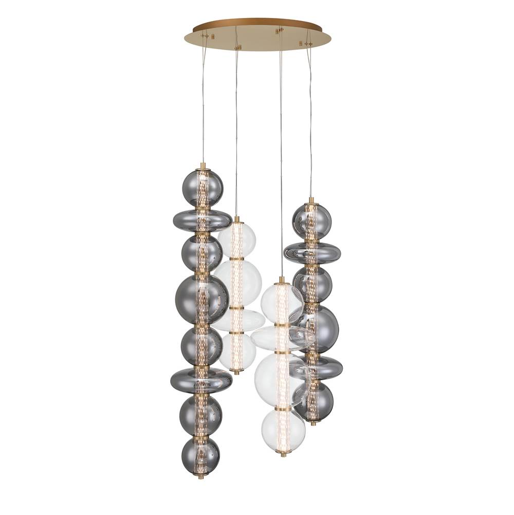 Eurofase 48960-014 Gold Atomo, Chandelier, 4-light, 50'', Gold, Mixed Glass Image 1
