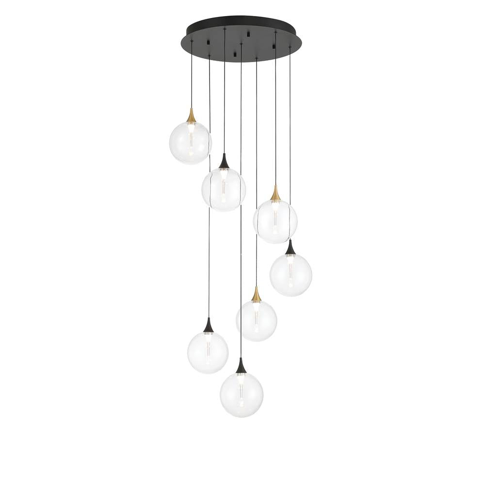 Eurofase Iissa, Chandelier, 7-light, 21'', Gold-black Mix, Clear Glass