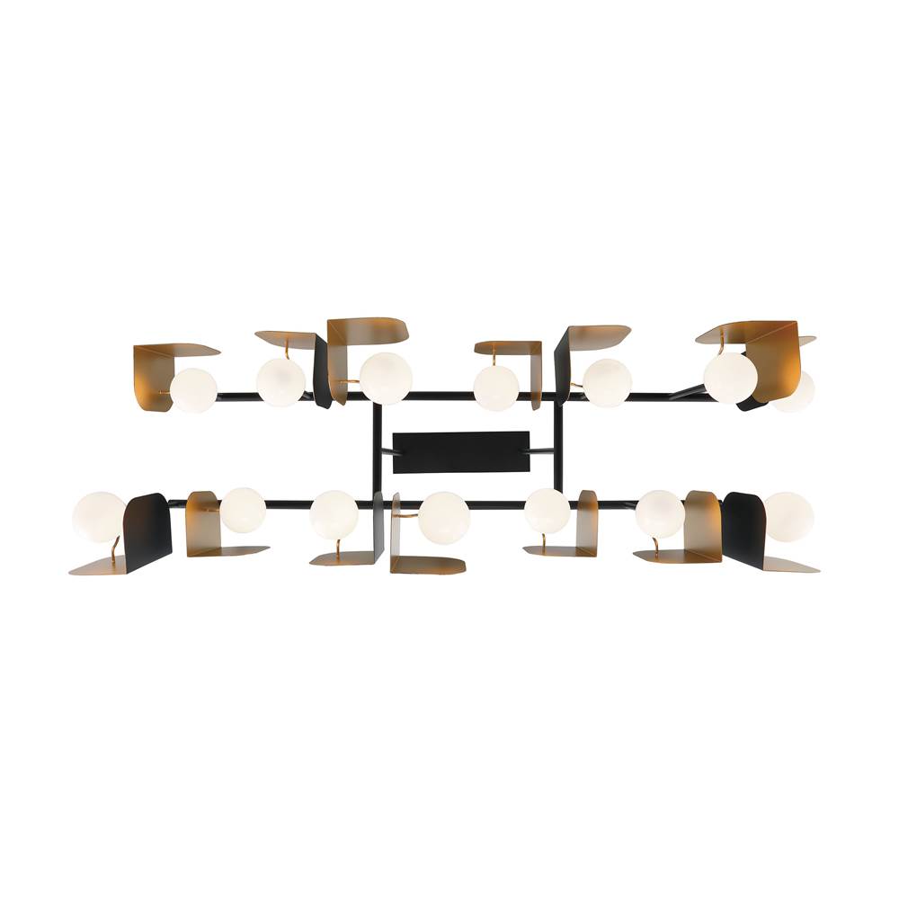 Eurofase 49038-019 Gold Black Mix Cornice, Chandelier, 14-light, 60'', Gold-black Mix, White Glass Image 1