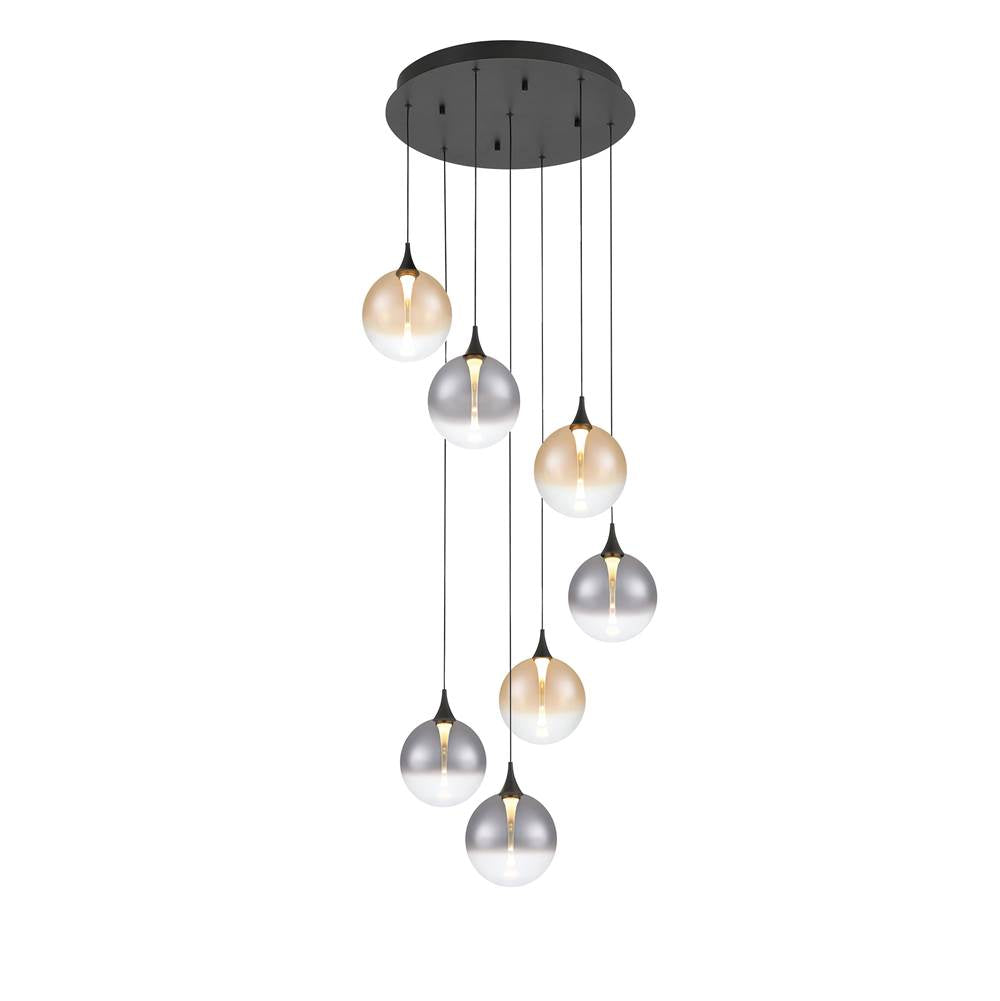 Eurofase 48929-044 Matte Black Iissa, Chandelier, 7-light, 21'', Matte Black, Mixed Glass Image 1