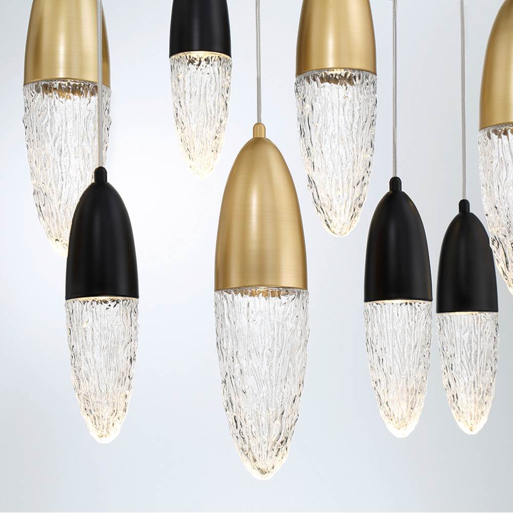 Eurofase Ecrou, Chandelier, 12-light, 44'', Gold-black Mix, Clear Glass