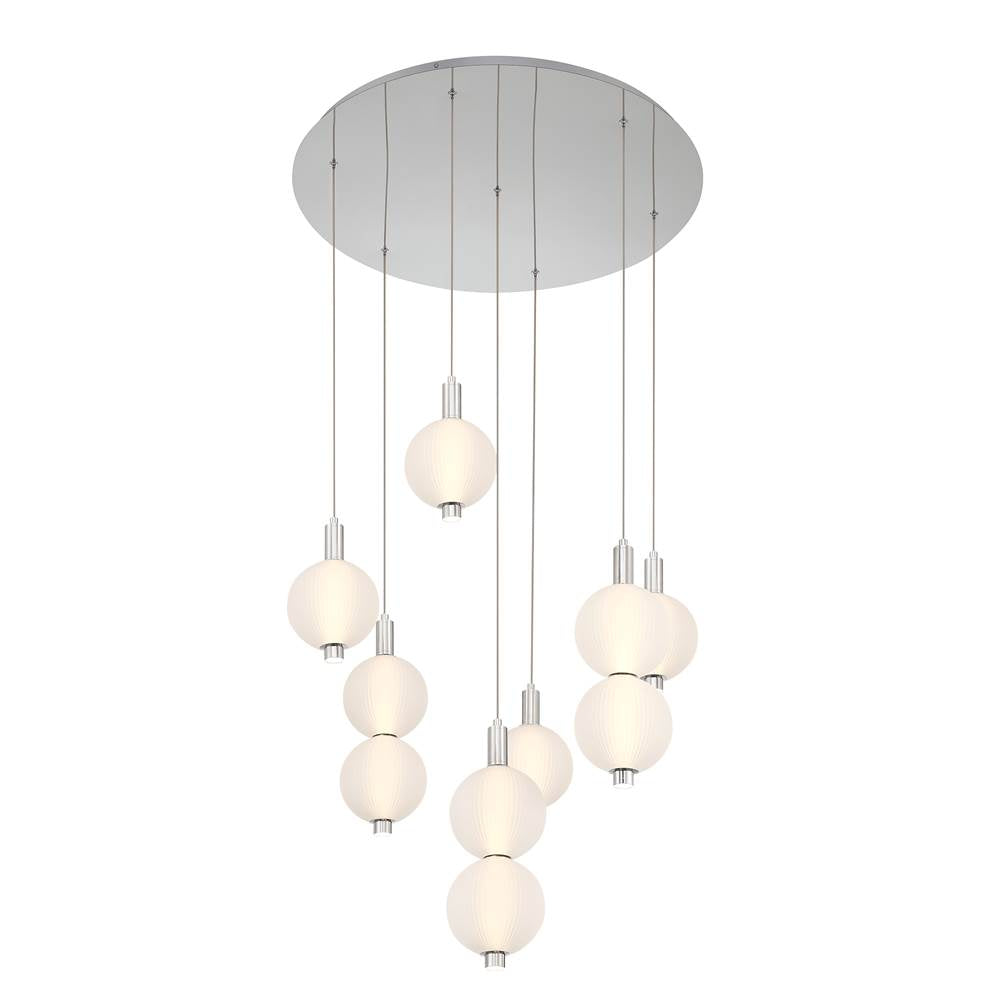 Eurofase Palmas, Chandelier, 7-light, 30'', Polished Nickel, White Glass