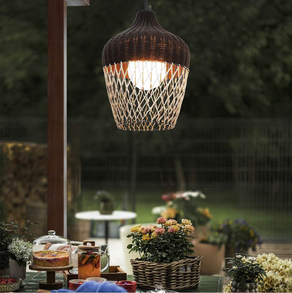 Eurofase Hannah, Outdoor, 23'', Matte Black, Brown Rope