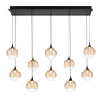 Eurofase Iissa, Chandelier, 10-light, 47'', Matte Black, Amber Glass