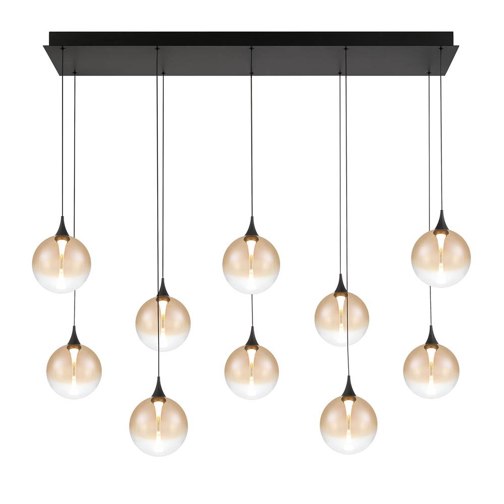 Eurofase Iissa, Chandelier, 10-light, 47'', Matte Black, Amber Glass