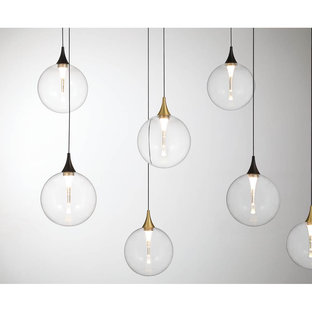 Eurofase 48940-016 Gold Black Mix Iissa, Chandelier, 14-light, 72'', Gold-black Mix, Clear Glass Image 2