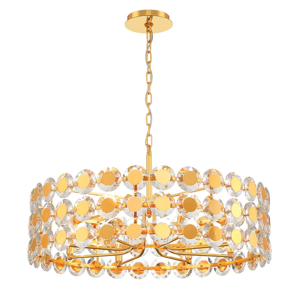 Eurofase Perrene, Chandelier, 8-light, 32'', Gold, Clear Glass