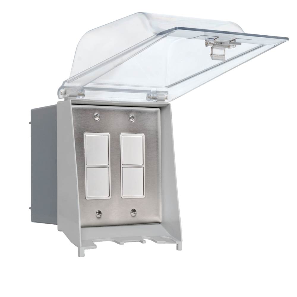 Eurofase EFDOWPS Stainless Steel Eurofase Efdowps Surface Mount Dual Duplex Stack Switch With Weatherproof Cover And Gang Box Image 1