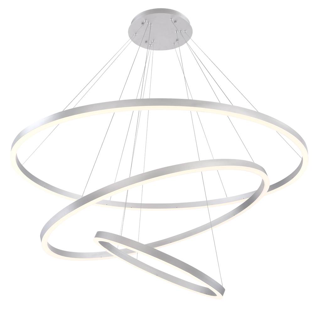 Eurofase 31474-016 Brushed Silver Spunto, Chandelier, 3-light, 61'', Brushed Silver, White Glass Image 3