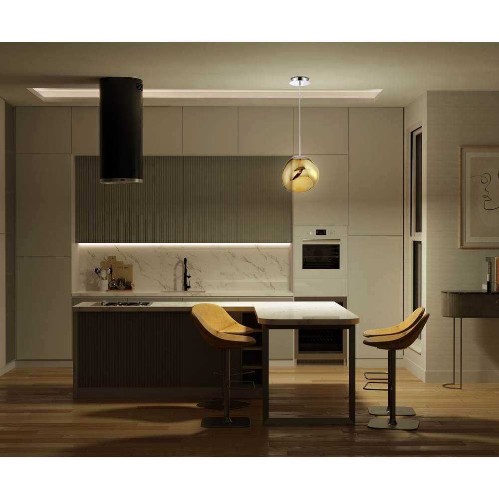 Eurofase Bankwell, Pendant, 13'', Chrome, Amber Glass