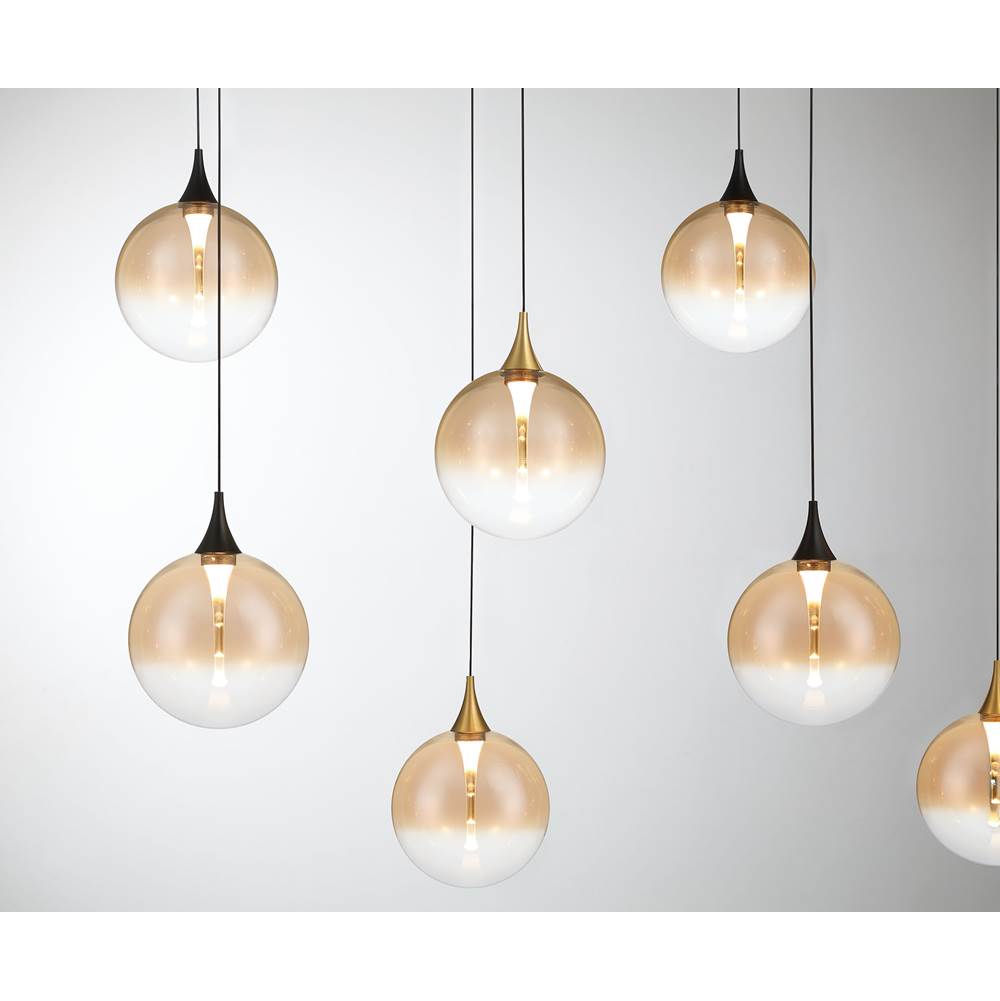 Eurofase 48940-030 Gold Black Mix Iissa, Chandelier, 14-light, 72'', Gold-black Mix, Amber Glass Image 4