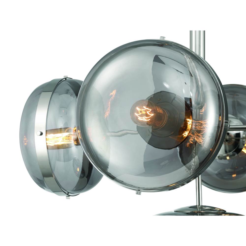 Eurofase 38129-025 Polished Nickel Nottingham, Chandelier, 5-light, 28'', Polished Nickel, Smoked Glass Image 6