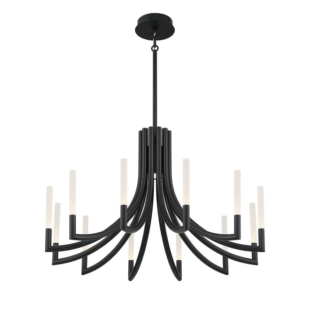 Eurofase 49011-036 Matte Black Olette, Chandelier, 12-light, 36'', Matte Black, Frosted Acrylic Image 4
