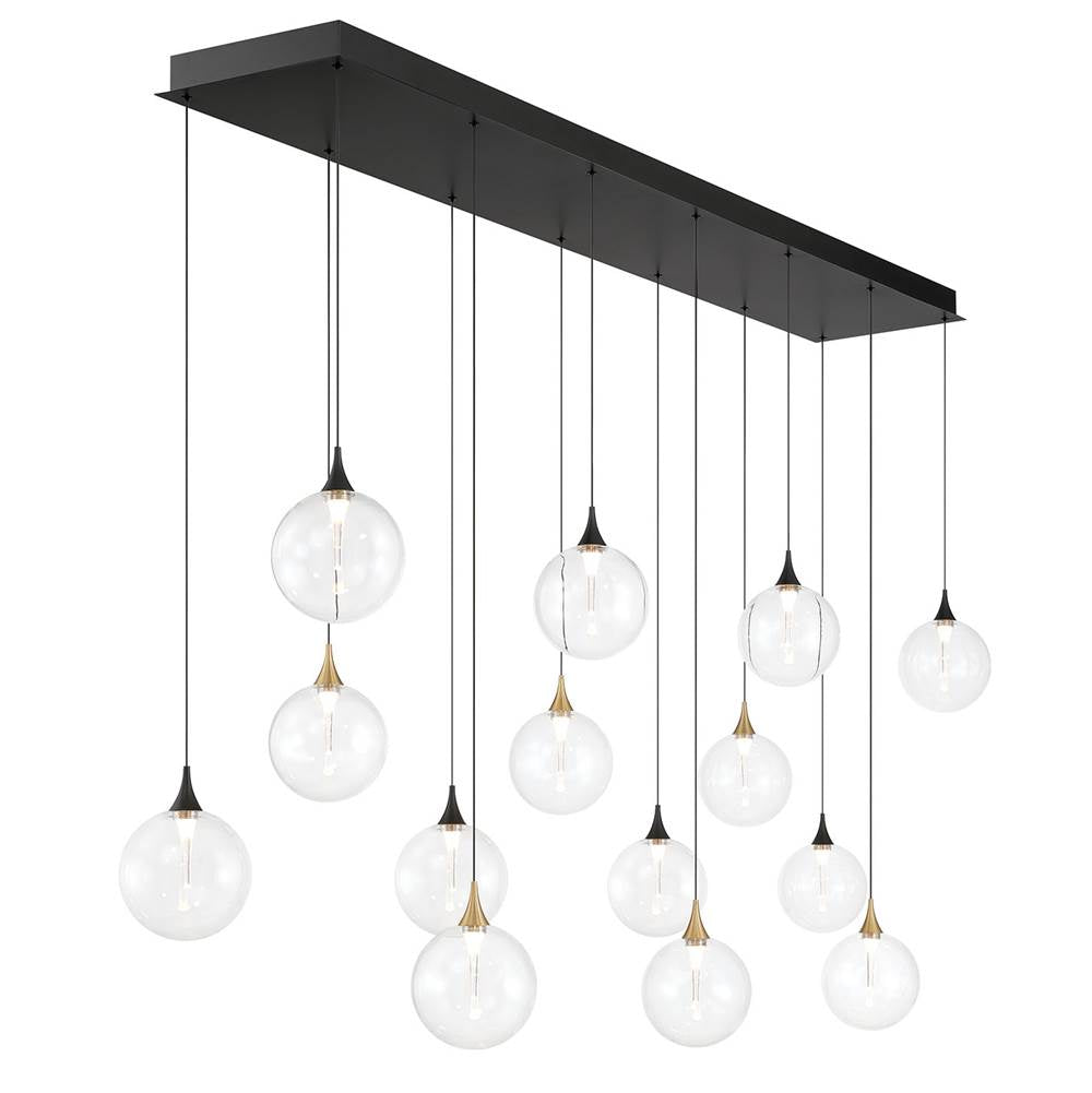Eurofase 48940-016 Gold Black Mix Iissa, Chandelier, 14-light, 72'', Gold-black Mix, Clear Glass Image 4