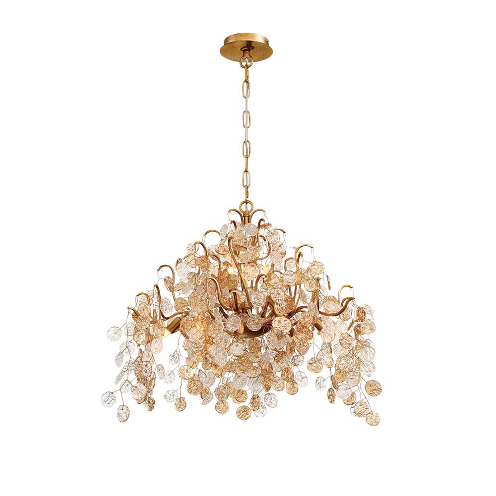 Eurofase 29059-010 Gold Campobasso, Chandelier, 8-light, 26'', Gold, Mixed Glass Image 1