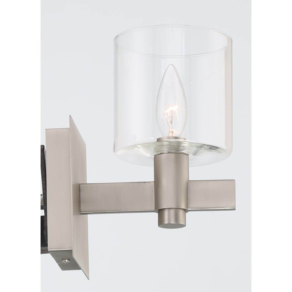 Eurofase Decato, Wall Sconce, 9'', Satin Nickel, Clear Glass