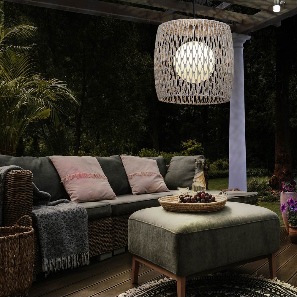 Eurofase 46635-013 Matte Black Lara, Outdoor, 22'', Matte Black, Beige Rope Image 1