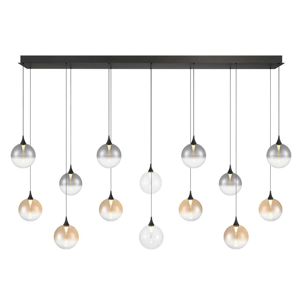 Eurofase 48939-045 Matte Black Iissa, Chandelier, 14-light, 72'', Matte Black, Mixed Glass Image 3