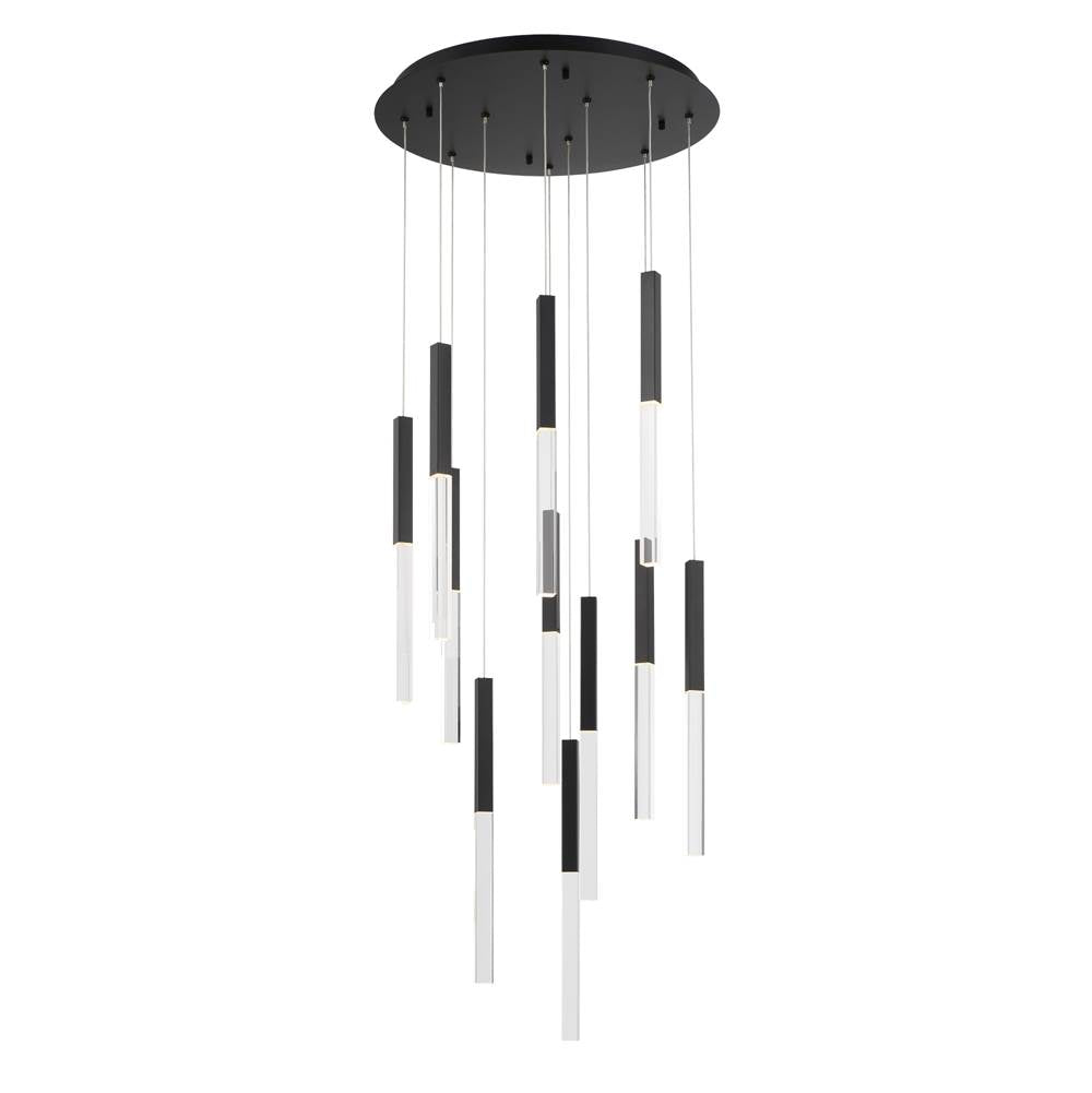 Eurofase Benicio, Chandelier, 11-light, 22'', Matte Black, Clear Glass