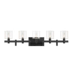 Eurofase 46813-015 Matte Black Decato, Vanity, 5lt, 38'', Matte Black, Clear Glass Image 1