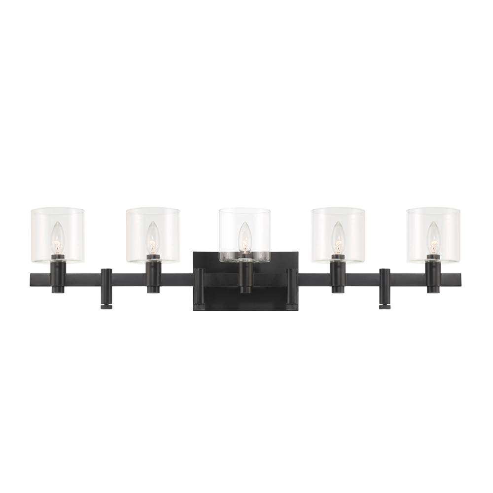Eurofase 46813-015 Matte Black Decato, Vanity, 5lt, 38'', Matte Black, Clear Glass Image 1