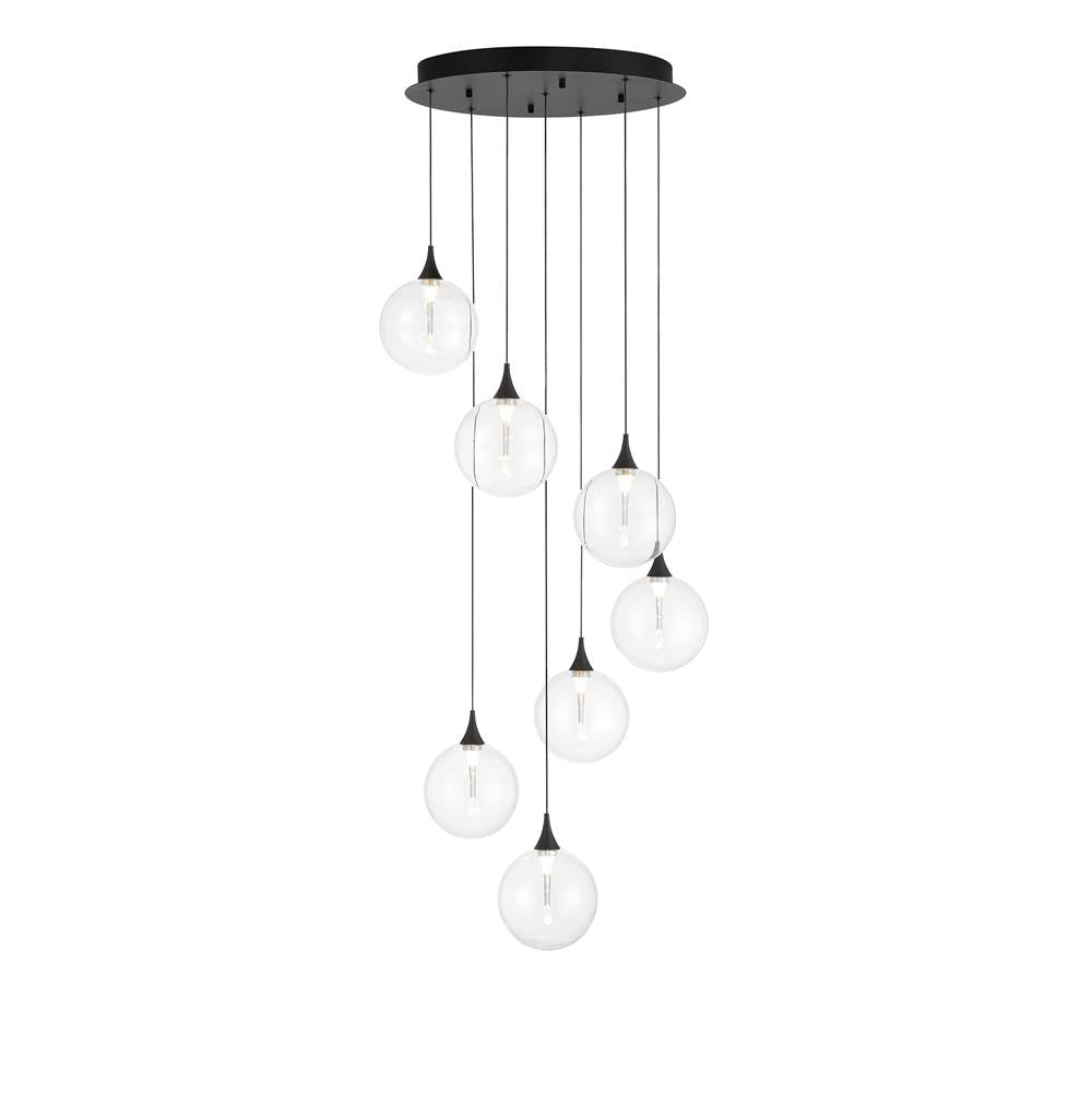 Eurofase 48929-011 Matte Black Iissa, Chandelier, 7-light, 21'', Matte Black, Clear Glass Image 5