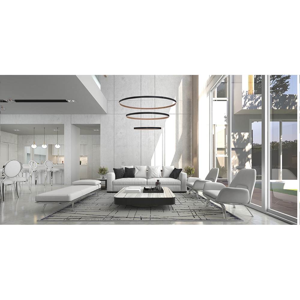 Eurofase 43900-015 Matte Black Verdura, Chandelier, 3-light, 60'', Matte Black, White Acrylic Image 6