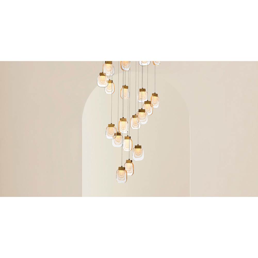 Eurofase 37192-013 Matte Gold Paget, Chandelier, 19-light, 29'', Matte Gold, Clear Glass Image 6