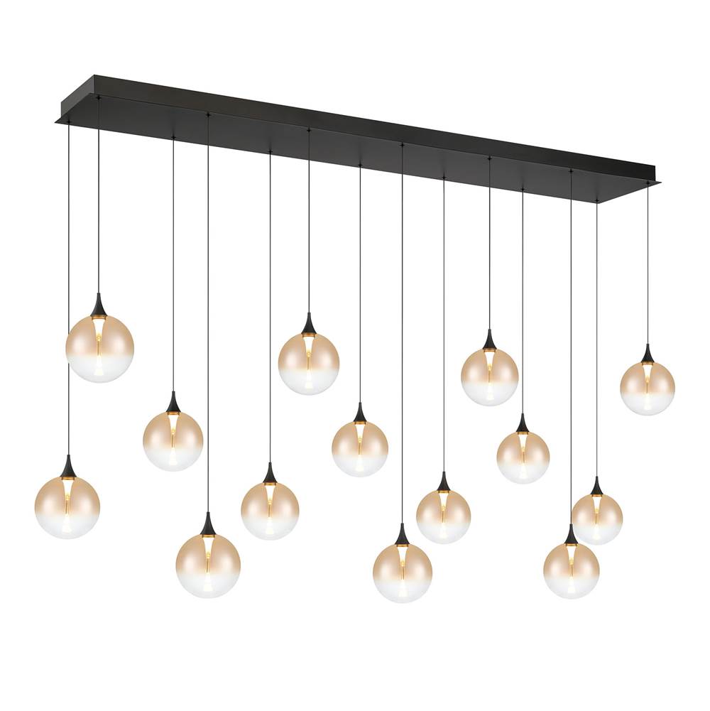 Eurofase 48939-034 Matte Black Iissa, Chandelier, 14-light, 72'', Matte Black, Amber Glass Image 2
