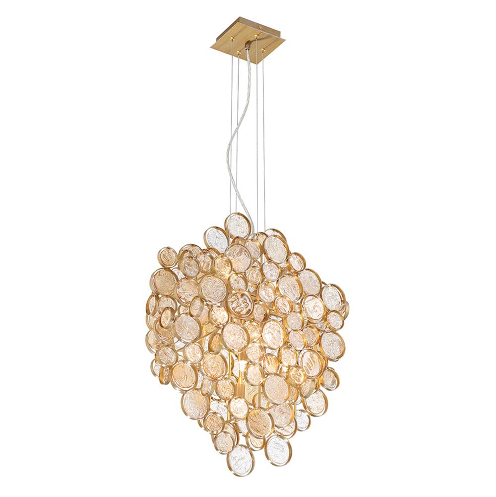 Eurofase 34030-026 Gold Trento, Chandelier, 7-light, 25'', Gold, Amber Glass Image 5