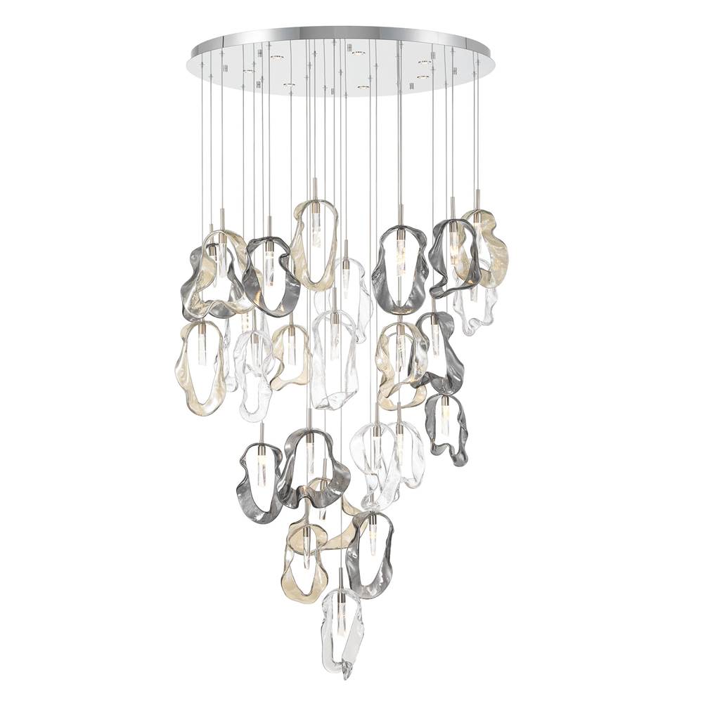 Eurofase 49238-020 Polished Nickel Norah, Chandelier, 26-light, 39'', Polished Nickel, Mixed Glass Image 6