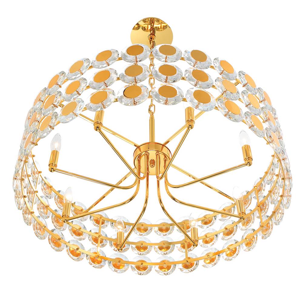 Eurofase 44286-025 Gold Perrene, Chandelier, 8-light, 32'', Gold, Clear Glass Image 2