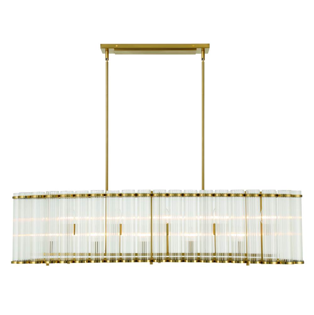 Eurofase 47240-018 Gold Glasbury, Chandelier, 10-light, 52'', Gold, Ribbed Glass Image 2