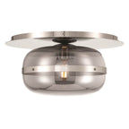 Eurofase Nottingham, Flush Mount, 14'', Polished Nickel, Smoked Glass