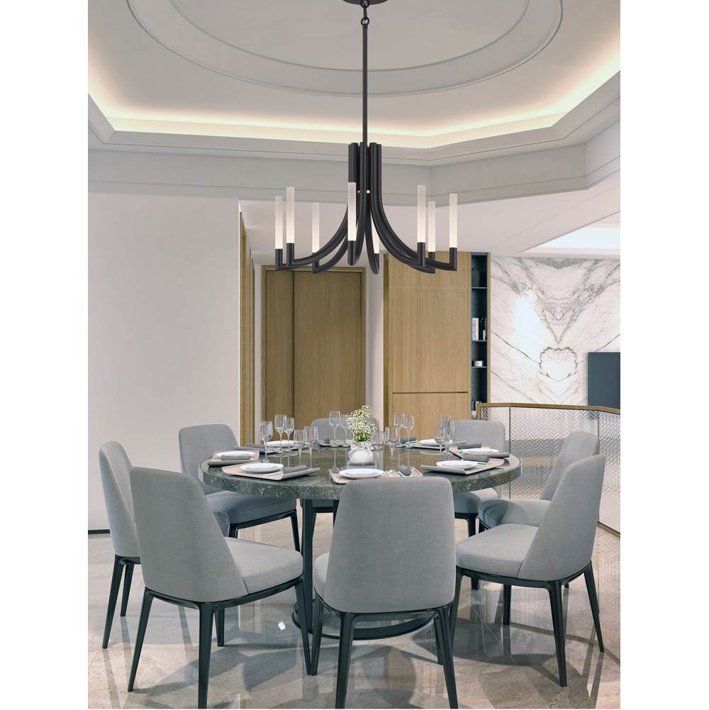 Eurofase 49010-039 Matte Black Olette, Chandelier, 8-light, 24'', Matte Black, Frosted Acrylic Image 1