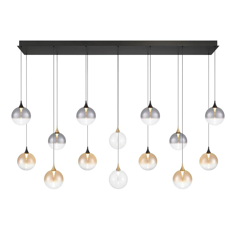 Eurofase 48940-043 Gold Black Mix Iissa, Chandelier, 14-light, 72'', Gold-black Mix, Mixed Glass Image 3