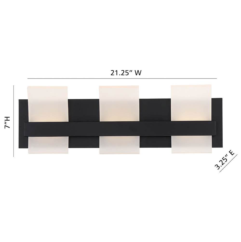 Eurofase 35655-028 Matte Black Cambridge, Vanity, 3lt, 21'', Matte Black, White Acrylic Image 7